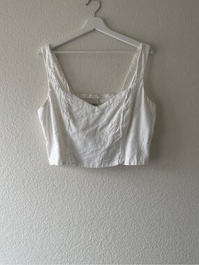 a new day White Cropped Tank with Square Neckline